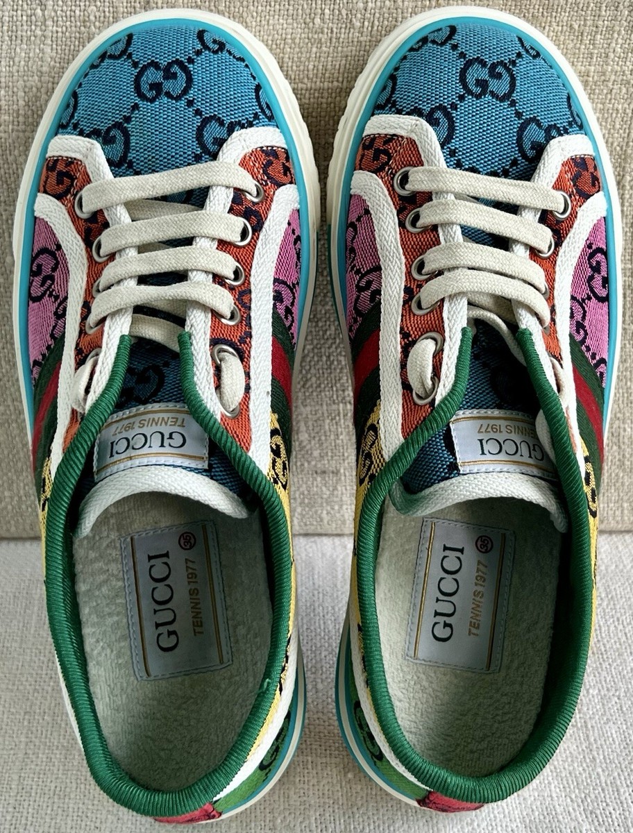 Gucci Womens Tennis 1977 Multicolor GG Canvas Web Detail