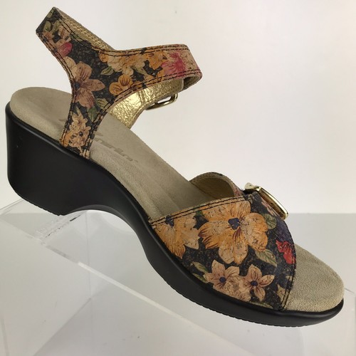 Alegria Daisy Wedge Sandals Sz 35 5-5.5 Cushioned Footbed Gold Boho Shabby NEW - Picture 4 of 9