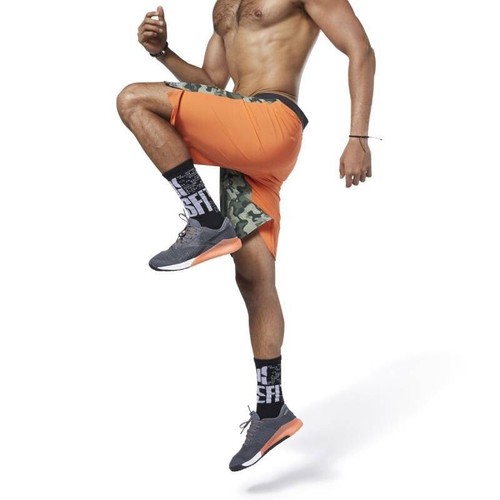 36 W Men's Reebok CrossFit Shorts Green Orange Black Camo Stretch Training NWT - Picture 13 of 14