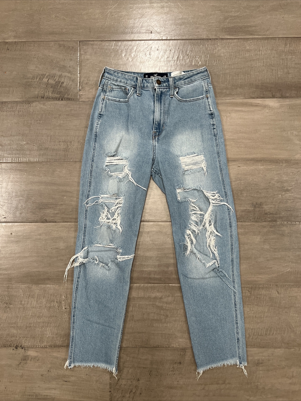 Hollister Mom Jeans Womens Size 3 / 26 Ultra High-Rise Distressed Light Wash-image