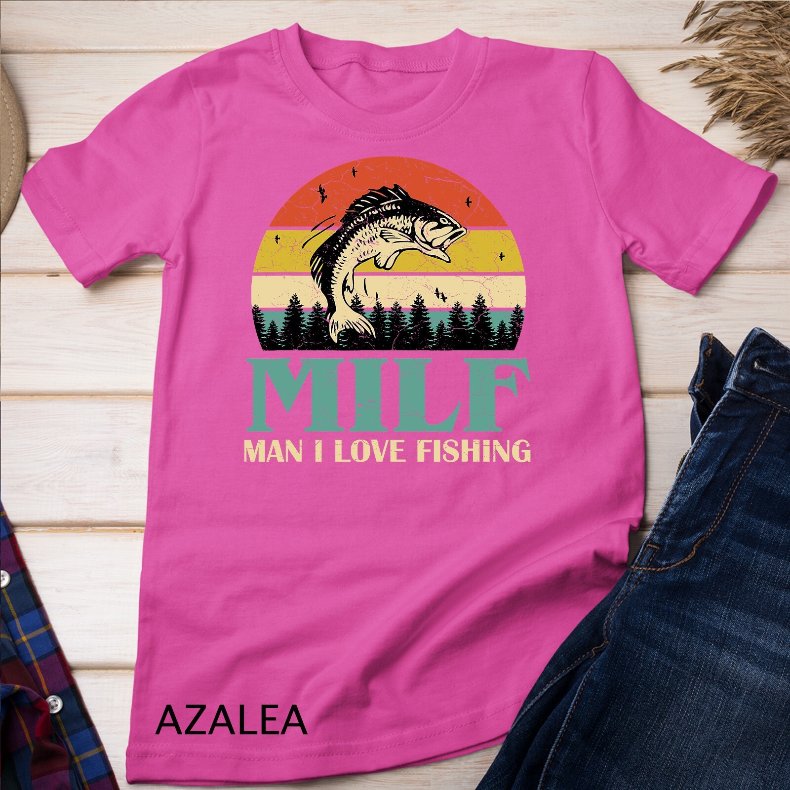 MILF Man I Love Fishing Funny Sayings Gift For Fishermen Unisex T-shirt