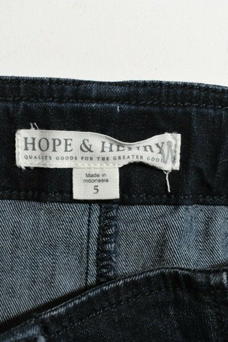 Hope & Henry Girls Dark Wash Button Front Stretch Denim Blue A Line Mini Skirt 5 - Picture 6 of 8
