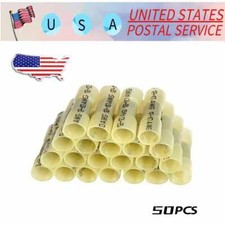 AWG 12-10 Gauge Heat Shrink Crimp Terminals Wire Butt Connectors Yellow 50X