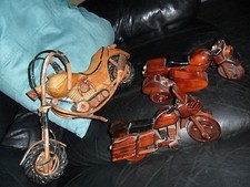 3 LOT Vintage Handcrafted Wood MOTORCYCLES SIDECAR BAMBOO CHOPPER HAWAII