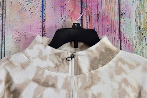Women's SO Junior Microfleece Cropped Quarter Zip Top SMALL Beige Tie Dye NWT - Picture 3 of 8
