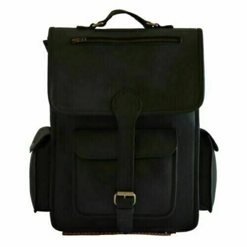 16,,,Sac à dos en cuir noir véritable pour homme fait main GRAND sac à dos po... - Photo 4/4