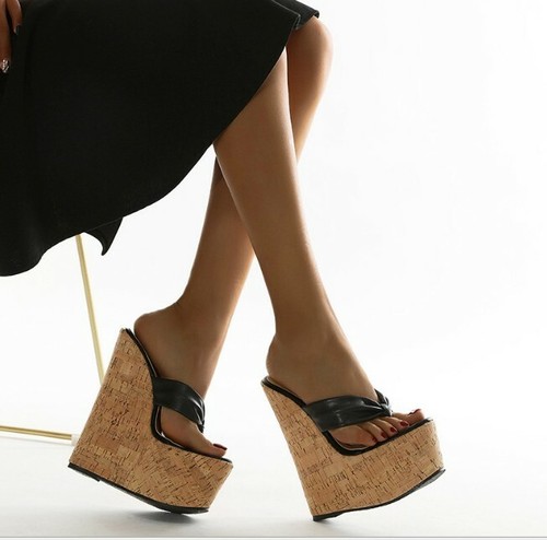 Womens Platform Flip-Flops Thong 