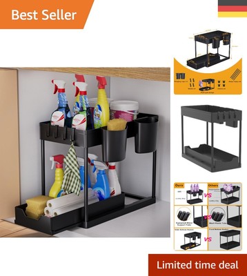 Multi-Purpose 2-Tier Under Sink Organizer for Kitchen & Bathroom - Easy Assembly