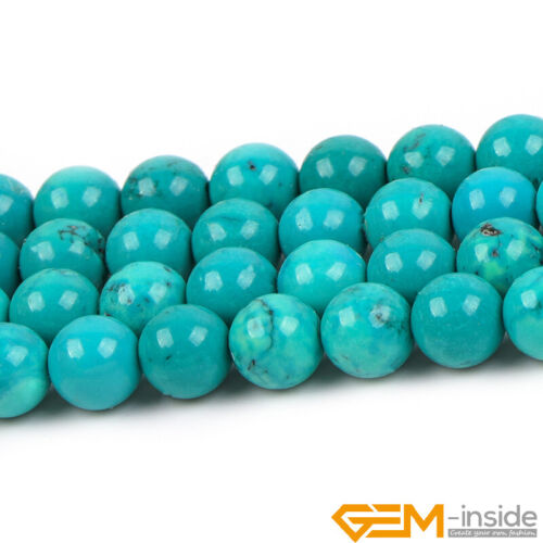 Round Blue Tourquoise Stone Loose Beads For Jewellery Making 15" Wholesale AU - Foto 28 di 70
