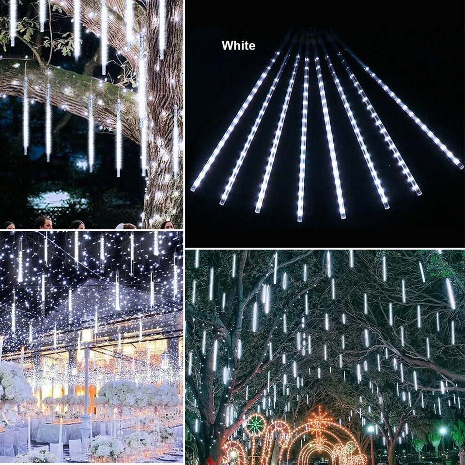 240/360 LED Meteor Shower Lights Fairy String Light Falling Rain Tree Xmas Decor - Image 3 of 4