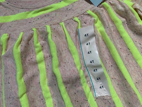 NWT Cat & Jack Girls Long Sleeve Pullover Top Peach W/Yellow Stripe Sz 4T Girl - Picture 2 of 4