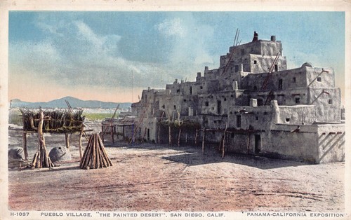 C124 Kalifornien San Diego Pueblo Dorf Vintage Postkarte