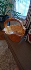 Basket Burl Wood Basket Vintage Hand Carved Artisan Style Beautiful