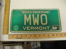 1982 82 VERMONT VT VANITY LICENSE PLATE #MWO INITIALS MECH WARRIOR ONLINE