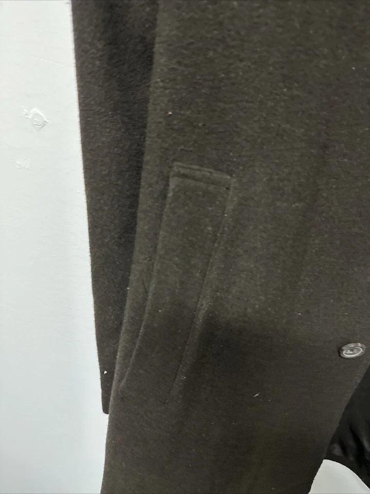 Abrigo de tela para hombre Claiborne tejido en Italia mezcla de lana marrón talla L Foto 2 de 4