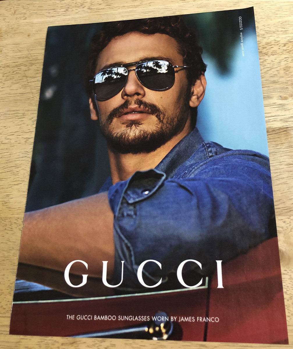 2013 James Franco for Gucci Bamboo Sunglasses Magazine Print Ad