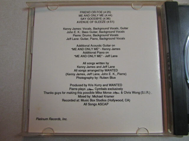 Wanted S/T Self Titled 4 Trk CD 1992 Platinum Label Indie Hard Rock Megarare OOP - Imagem 4 de 4