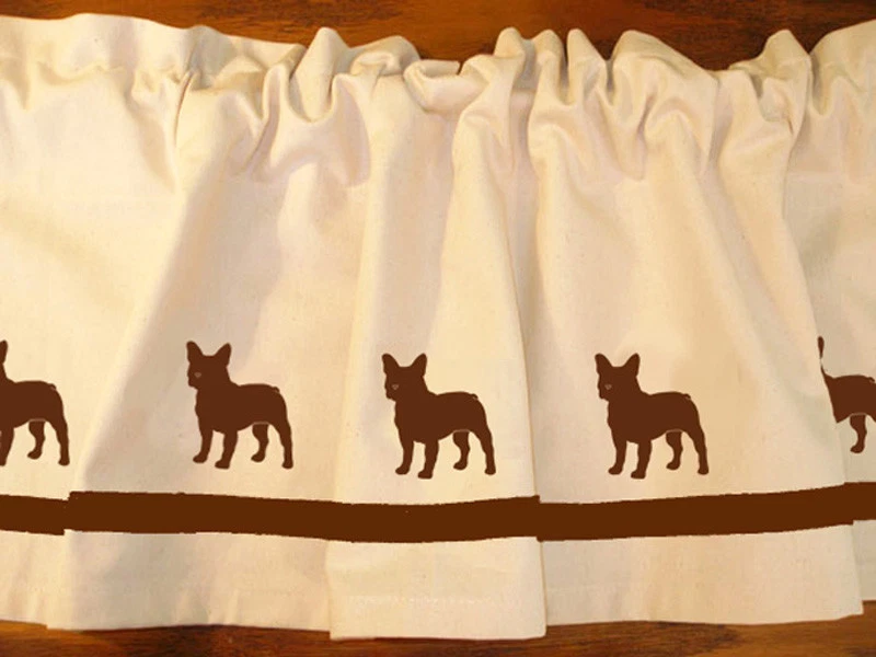 Bulldog Francés Perro Ventana Cenefa Cortina Color Opciones Frenchie Foto 4 de 4