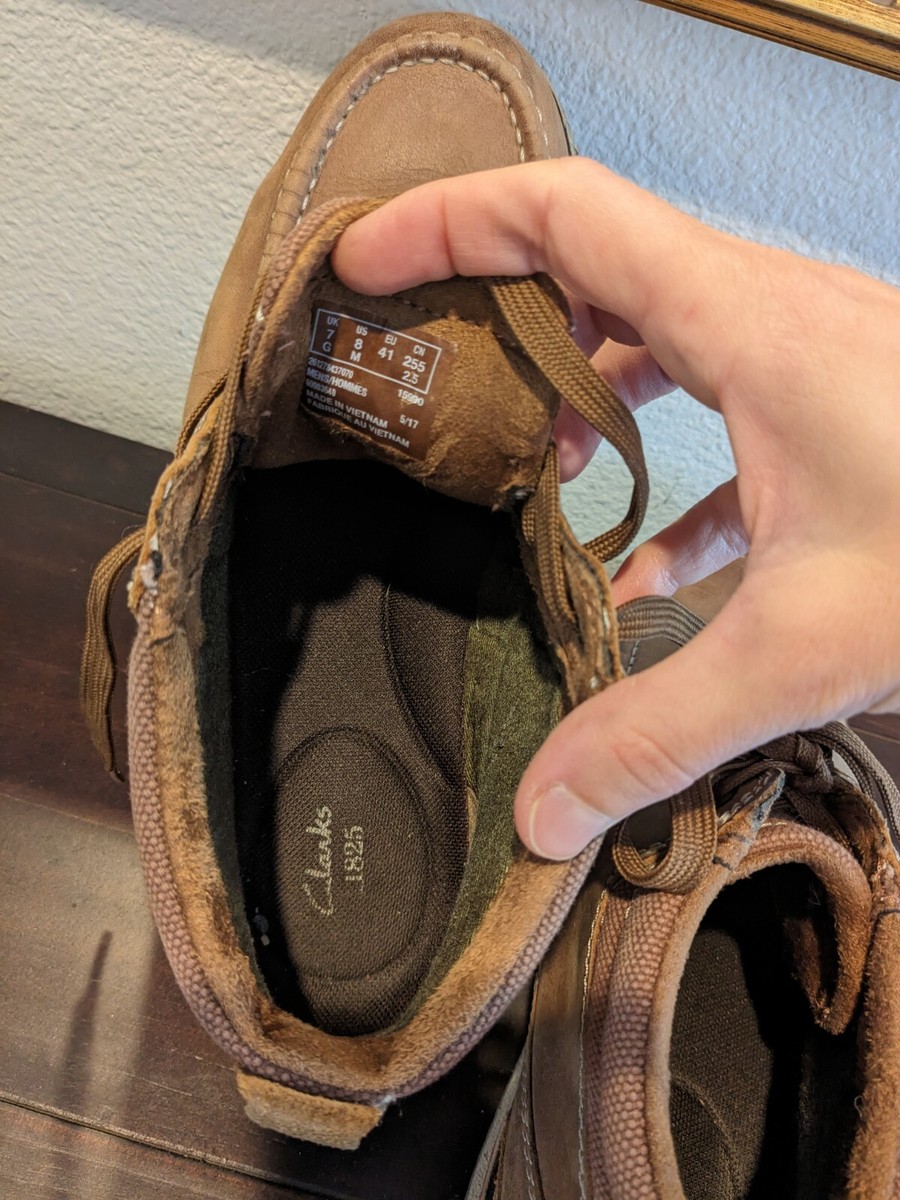 Clarks Mahale Mid Mens size 10 shoes Brown Leather Moc Toe chukka boots Mens Clarks Mahale Mid Brown Leather Lace Up Chukka Boots  main image 3