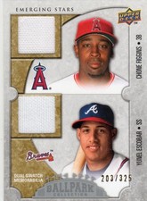 2009 BALLPARK DUAL SWATCH MEMORABILIA CHONE FIGGINS & YUNEL ESCOBAR #127 203/325