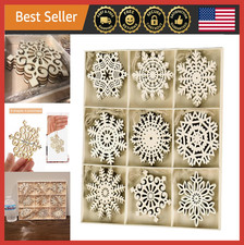 Large 4" Wooden Snowflake Ornaments, Unfinished Wood Xmas Decor Crafts 36Pcs 