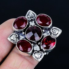 Beautiful Mozambique Garnet Gemstone 925 Sterling Silver Ring Size 7
