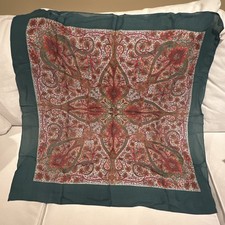 Vintage New Art Deco Patterned Symphony Scarf Made In Italy, Green, Multicolored