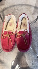 UGG Australia Dakota Pink Moccasin Slippers Shearling Lined Bow Women's Size 7
