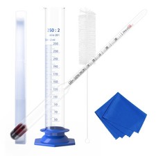 Hydrometer Alcohol 0  200 Proof  Tralle with Glass Test Jar Kit, Lab-Grade Gl...