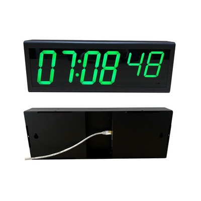Green LED Network IP Digital Clock, SS 3 inch, Metal Case, Black Background