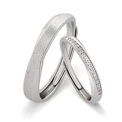 Meissa 925 Sterling Silver Couple Rings for Men and Women Diamond Wedding Band