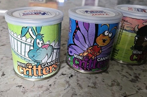 4 Mini Canned Critters Cuddly Bunny, Buffalo, and Butterfly Cans Still Sealed - Picture 2 of 6