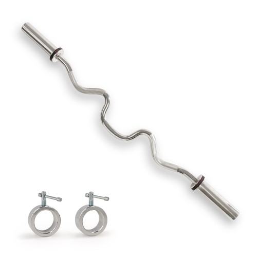 Barre De Curl Olympique Sunny Health & Fitness OB-48 – 90,7 Kg De Capacité Avec Colliers De Sécurité