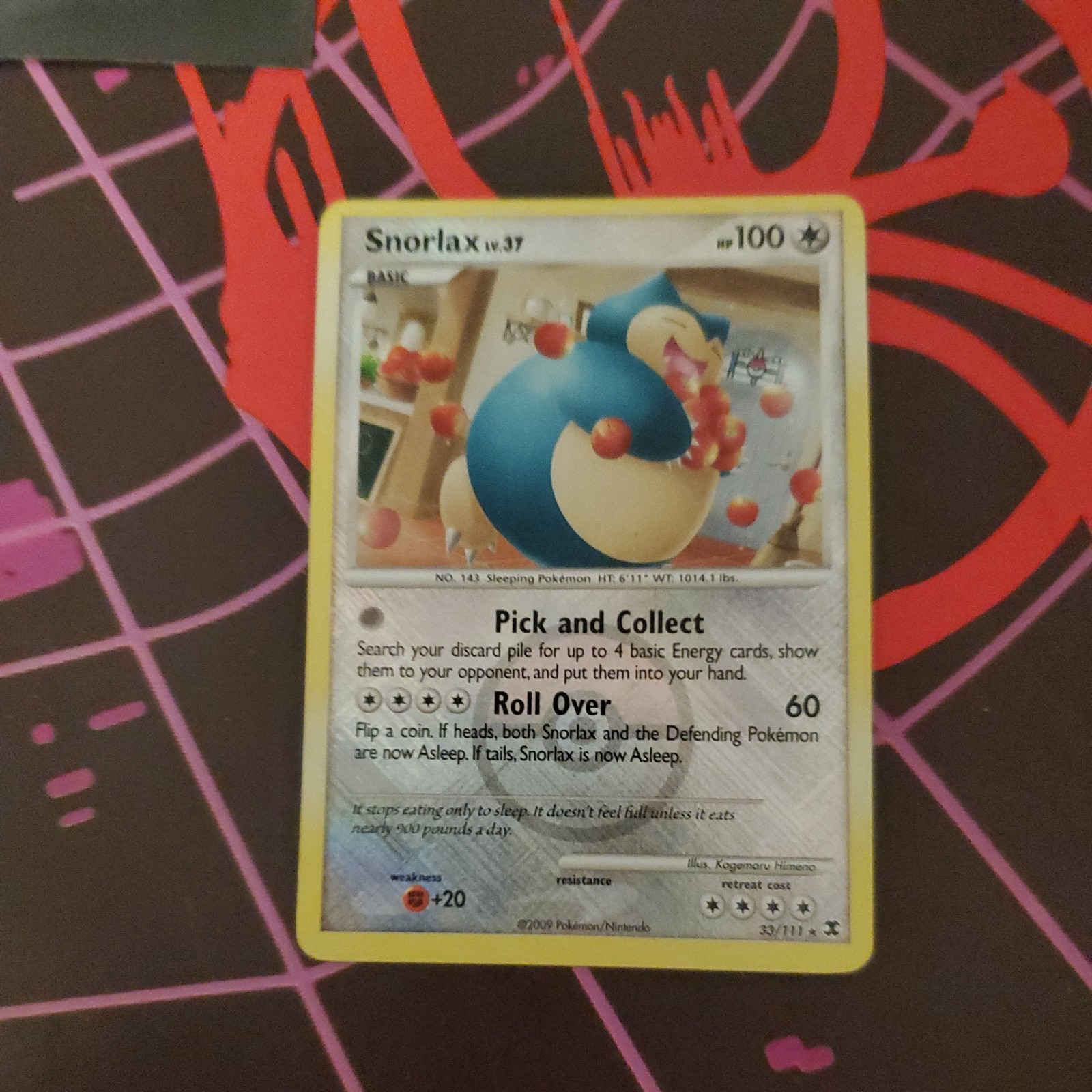 Snorlax Lv. 37 Rising Rivals Reverse Holo Pokemon Trading Card Rare 33/111 LP/NM