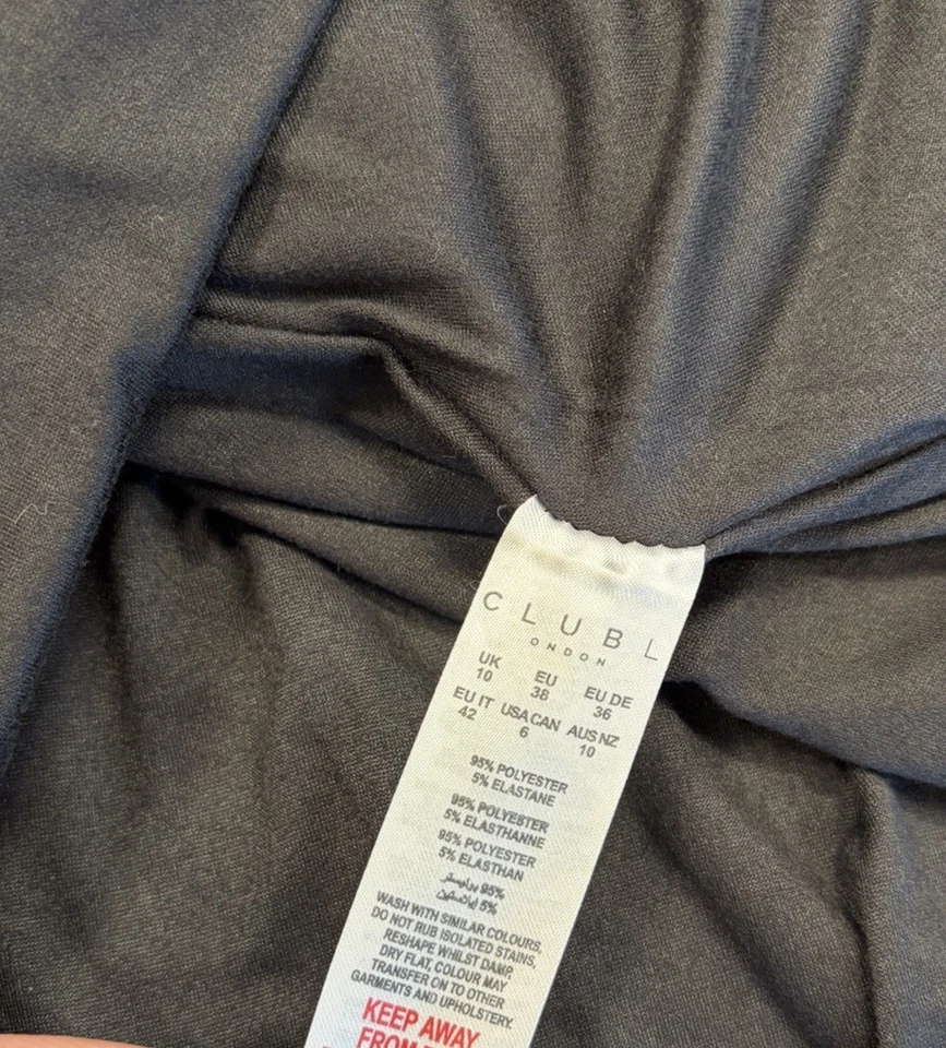 Maxi Vestido CLUB L London Lita Negro Retorcido Asimétrico Talla 6 Foto 4 de 4