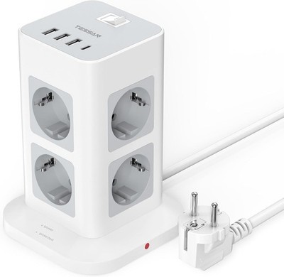 TESSAN 8 Fach Mehrfachsteckdose mit USB C, Steckdosenleiste Überspannungsschutz