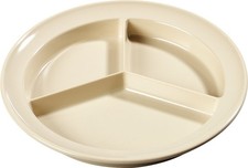 8.75 Inch Tan Melamine 3-Compartment Deep Divided Plate for Restaurant