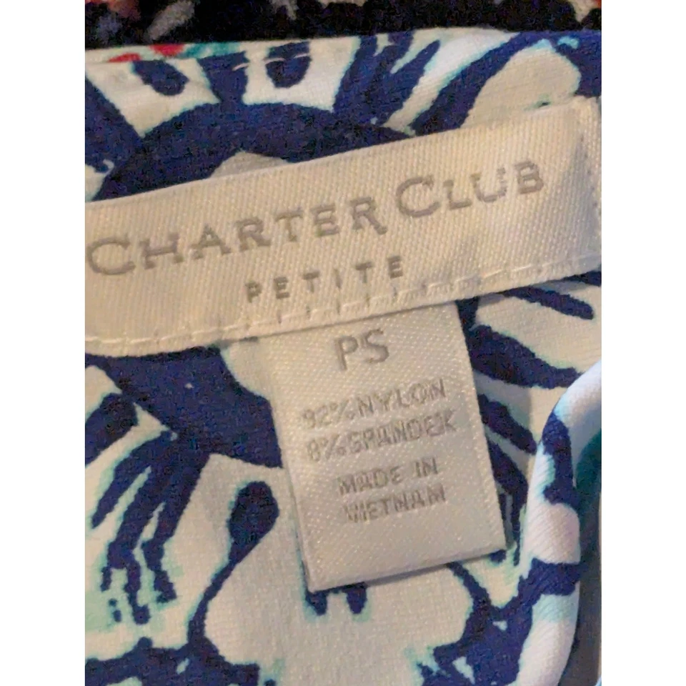 Vestido vaina Charter Club para mujer sin mangas azul estampado floral geométrico talla PS Foto 4 de 4