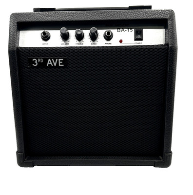 3rd Avenue Slimline Bass-Gitarren-Verstärker 15W, schwarz, robust, Kopfhörerout