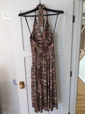 BCBG Evening Dress, Small, Satin, Halter Neck, Tea Length