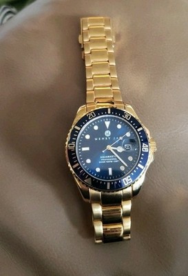 Henry J Aquamaster 23k Gold Plated Stainless Aquamaster Professional Dive Watch