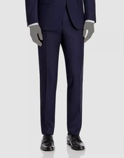 Hugo Boss Men's Blue Solid Textured Nested Slim-Fit Wool Suit Pants Size 42S