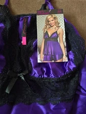 Seven Til Midnight Purple Lingerie, Size Large