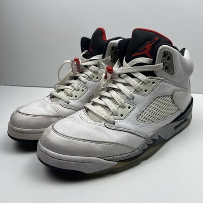 Nike Air Jordan 5 Shoes Mens 10.5 Retro White Cement 136027-104