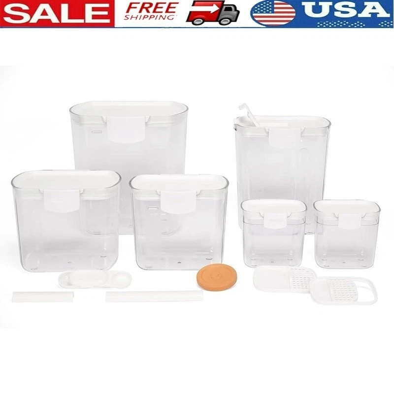 Baking Storage Set 6 Piece Flour Sugar Brown Powdered Keeper Containers New