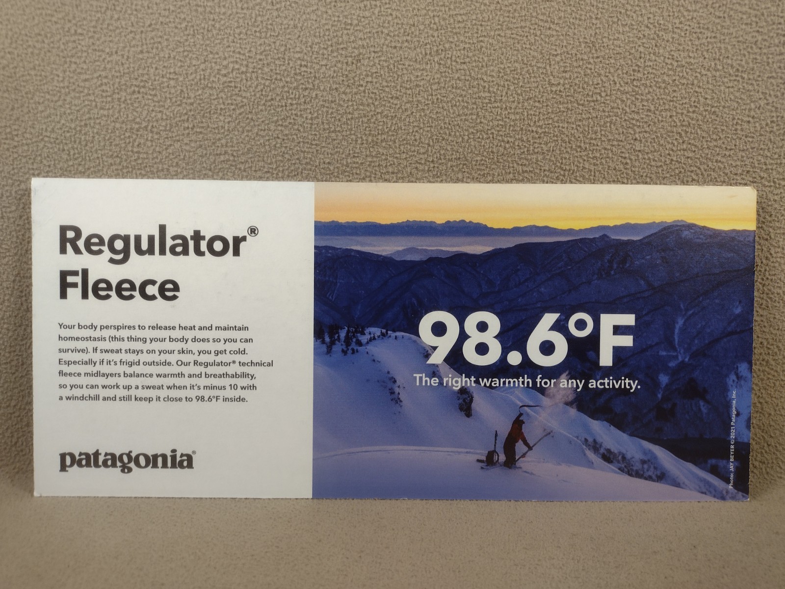Patagonia Display Ad Counter top Cardboard Regulator Fleece Photo 16" x 7" thumbnail 2