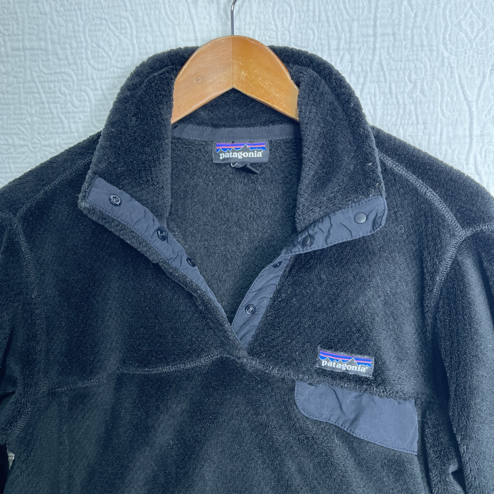 Patagonia Womens L Jacket Black Synchilla Snap T Fleece Pullover Kangaroo Pocket thumbnail 11