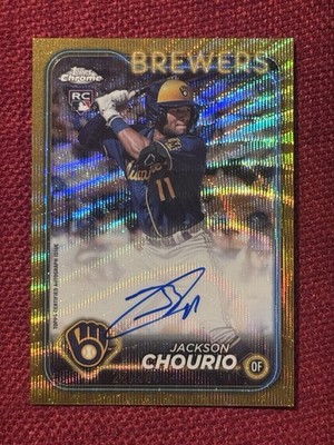 Jackson Chourio 2024 Topps Chrome Gold Wave Refractor Rookie Auto RC /50 🔥
