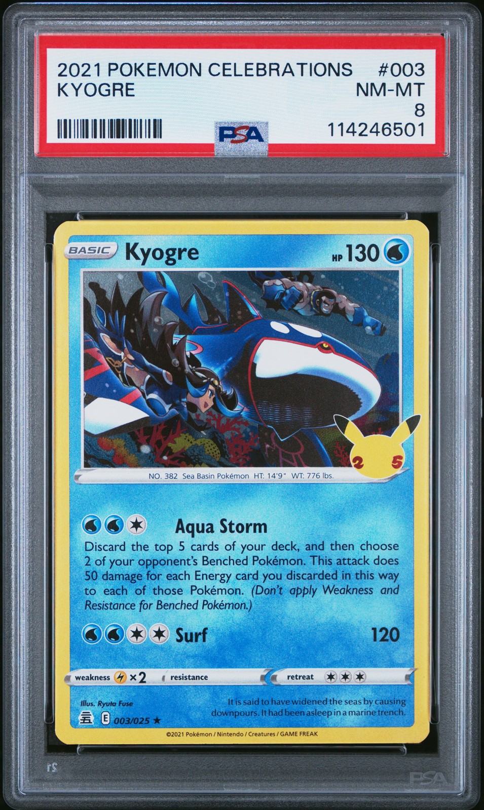 2021 POKEMON CELEBRATIONS #003 KYOGRE PSA 8