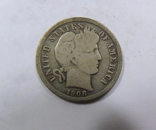 United States Silver Barber Dime 1908 O New Orleans Semi Key VERY SCARCE